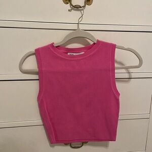 Zara hot pink knit crop top